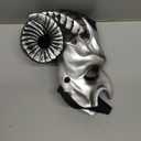 VZQI Devil Mask Krampus Mask Sheep Half Face Halloween Masquerade Cosplay Props For Adults (Silver)