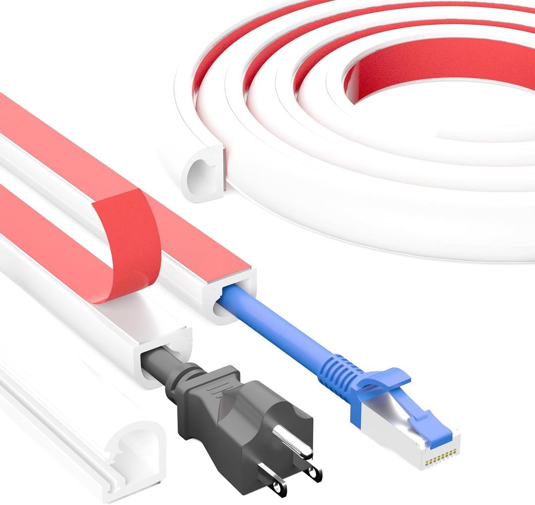 [Upgraded] 118 Inch Cord Hider Wall, Silicone Cable Hiders for TV on Wall, Cord Covers for Wires on Wall, 1 Wire Hider Raceway Cord Cover for Wall Mounted TV Management, W0.59'' H0.47'' White