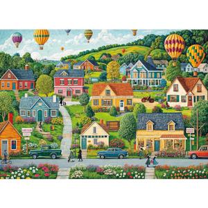 Jigsaw Puzzles for Adults 1000 Pieces, Interlock Perfectly Letter on Back No Dust, Home Decor Birthday Party Gift Toy for Men Women Elders Seniors, 1:1 Poster-Happy Town