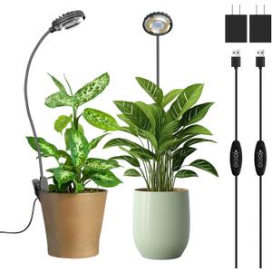 Plant Grow Lights, Clip on Grow Light for Indoor Plants, Full Spectrum LED Plant Lights for Indoor Growing with Timer4-Level Dimmable for Growth Small Grow Lamps 2 Pack