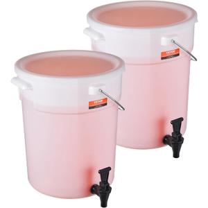 VEVOR Beverage Dispenser, 5 Gallon *2 Drink Dispensers for Parties, Plastic Juice Dispenser with Spigot and Lid, Iced Tea Lemonade Juice Water Dispenser, for Restaurants, Hotels, Parties, 2 Pack (EXP 12/31/36)