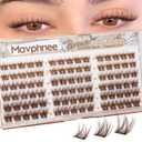 8-10-12MM Brown Lash Clusters Short Eyelash Clusters Wispy Fluffy Cluster Lashes Extensions Dark Brown Natural Cluster Eyelash Extensions C Curve DIY Lash Pack