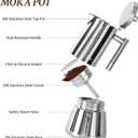 LAOION Stovetop Espresso Maker, 6Cup 10 oz Moka Pot, Stainless Steel Cuban and Italian Coffee Maker for Cafetera Cubana, Greca De Cafe Induction Stovetop Compatible, Coffee Gift for Home Travel