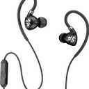 JLab Audio Fit2 Sport Wired Earbuds | Sport Fit with Customizable Memory Wire Earhook | IPX5 Waterproof & Sweatproof | C3 Sound with Titanium Drivers | Black