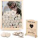 GLM Premium Wedding Guest Book Alternative with Welcome Sign and 85 Hearts - A Perfect Piece to Rustic Wedding Decorations for Ceremony Outside, an Alternative for Your Guest Book Wedding Reception! (Natural)