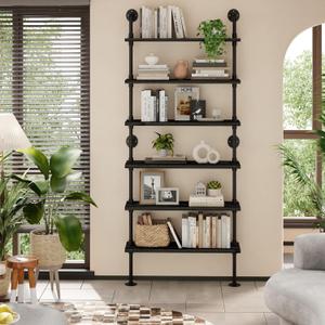 Industrial Pipe Bookshelf, Wall Mounted Shelf, 36 Inch, Black
