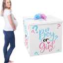AmazingSpark 28in Jumbo Gender Reveal Gift Box Kit with Oversized Box Giant Pull Bows Boy or Girl Stickers for Gender Reveal Baby Shower Birthday Party Decor, 1 count