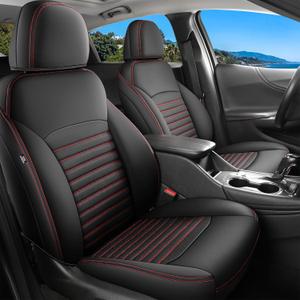 Huidasource 2016-2025 Malibu Seat Covers Front & Rear Fullset, Full Coverage Custom Fit Seat Cover for Chevy Malibu L, LS, LT, Premier 2016-2025, Breathable Malibu Seat Protector(Full Set/Black&Red)