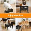 URPOWER 3-in-1 Elevated Dog Bowls - Mess Proof Double Deck 4 Height Adjustable Raised Stand with 2 Stainless Steel Food Bowls & Licking Plate for Small, Medium Dogs