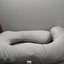 Momcozy Pregnancy Pillows with Cooling Cover, U-Shaped Full Body Maternity Pillow for Side Sleepers 57 Inch - Support for Back, Hip, Belly, Legs for Pregnant Women (Grey- Cooling Fabric)