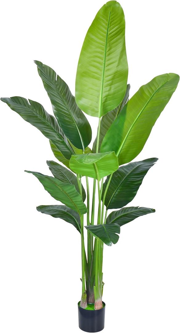 Artificial Bird of Paradise - Fake Plants Areca Palm Tree Faux Tropical Palm Potted Dypsis Lutescens for Home Office Decor Housewarming (6FT-1Pack)
