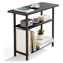 SLEEPING LAMB Side Table for Living Room, 3-Tier End Table for Small Space with Wide Storage Tabletop, Classic Black Narrow Nightstand for Bedroom, Sofa Couch
