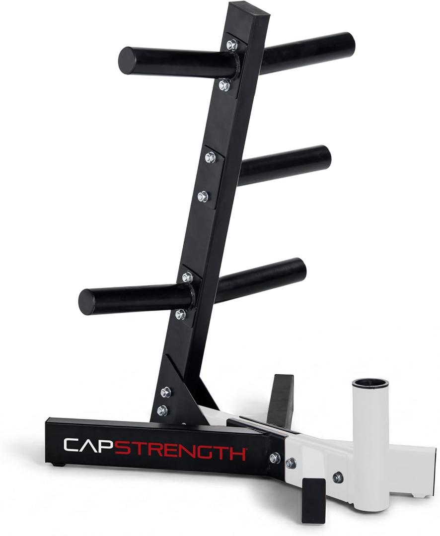 Cap Barbell Olympic Plate Tree Storage Rack, Multiple Colors (White)