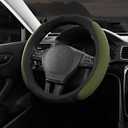Skechers Steering Wheel Cover, Memory Foam Car Steering Wheel Cover,14.5-15inch Anti-Slip Safety Comfortable Desgin, Universal Accessory for Diverse Cars, Truck,SUV (Black & Olive)