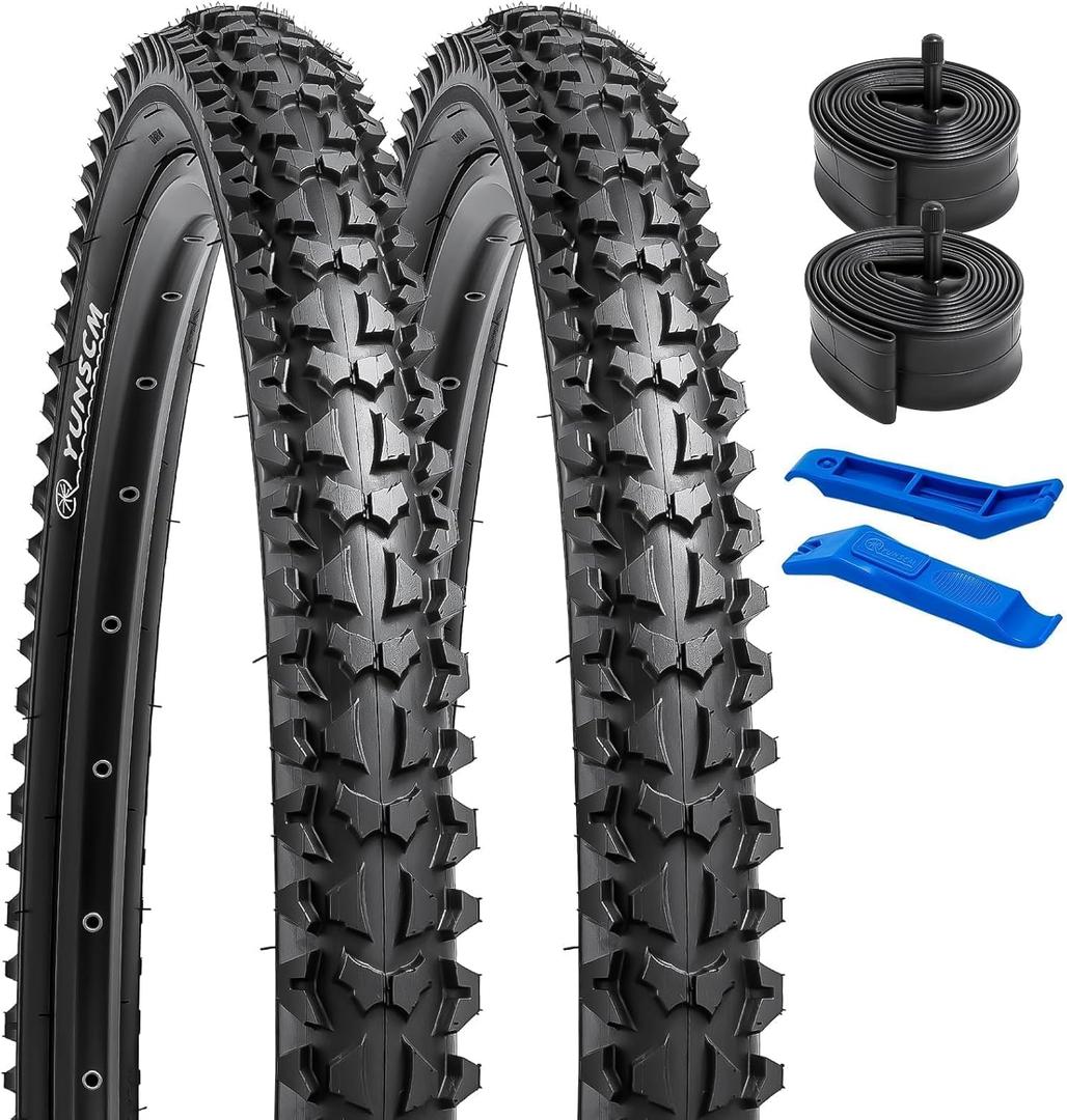 YUNSCM 2-PCS 20" Bike Tires 20 x 1.95/53-406 and 20" Heavy Duty Bike Tubes Schrader Valve Compatible with 20x1.90 20x1.95 20x2.0 Bike Bicycle Tires and Tubes (Y-755)