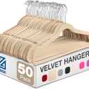 Zober Velvet Hangers 50 Pack - Ivory for Coats, Pants & Dress Clothes - Non Slip w/ 360 Degree Swivel, Holds up to 10 lbs - Strong Felt Hangers for Clothing