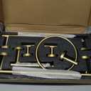 6 Pieces Brushed Gold Bathroom Hardware Accessories Set, SUS304 Stainless Steel 24 Inch Bath Towel Bar Set, Round Bathroom Towel Holder Set, Towel Racks for Bathroom Wall Mounted