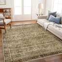 CHAMPLANT Area Rug 6x9 Washable Rug Dark Brown Vintage Traditional Distressed Thin Retro Kitchen Indoor Floor Cover Non Slip Carpet Floral Print Mat Living Room Bedroom Dining Room