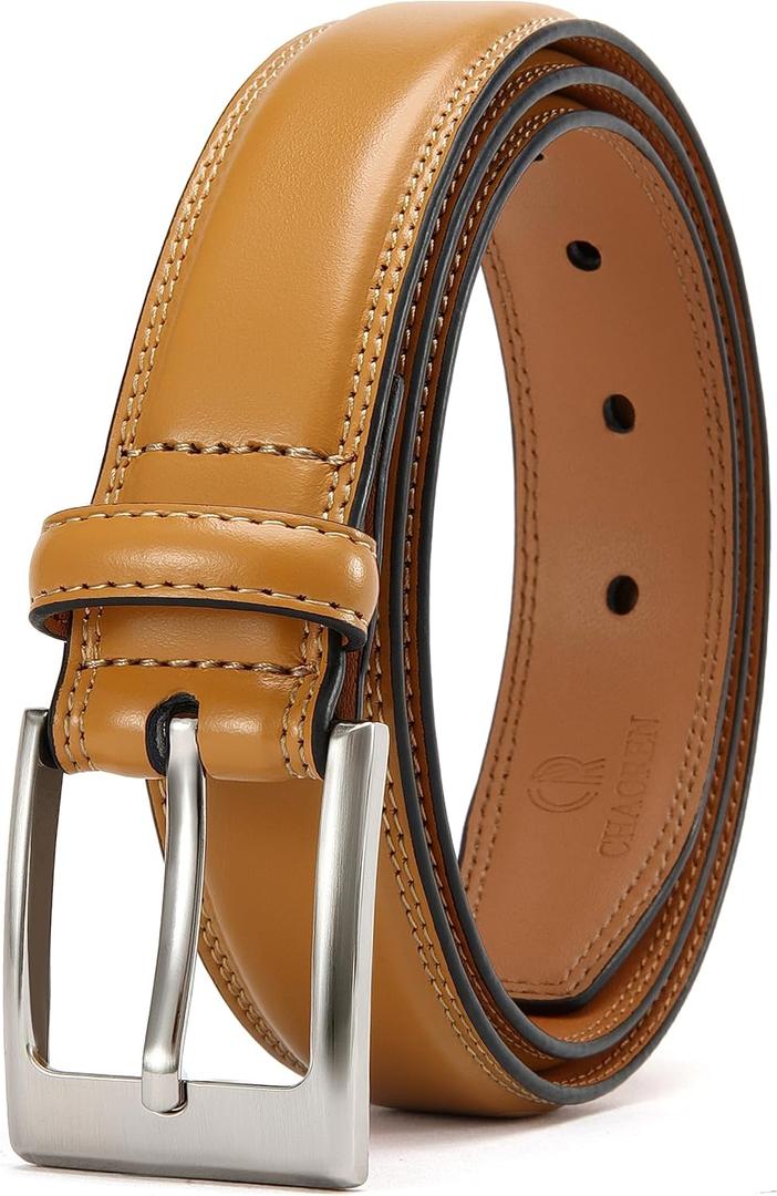 CHAOREN Light Brown Belt - Genuine Leather Belt for Men 1 1/ 8" Formal - Perfect Companion to Mens Dress Shoes