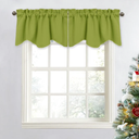 NICETOWN Curtain Valance for Home Decor - Kitchen/Living Room/Bedroom Short Small Curtain Window Treatment 52 inches by 18 inches Scalloped Valance Tier for Christmas (Green, 1 Panel)