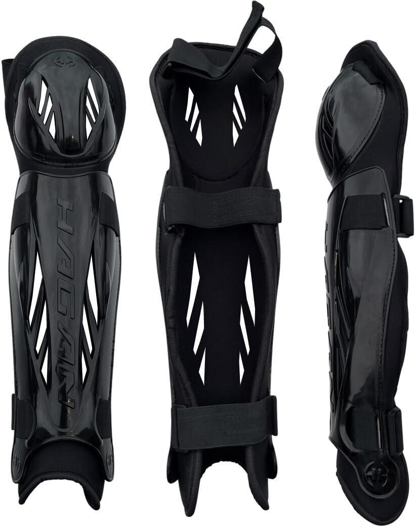 Hagan Hockey H-3.0 Shin Guards Leg Pads Protective Gear Durable High-Performance Sports Accessories with Knee Pads and Shinguard Covers for Enhanced Fit and Impact Protection (Black)