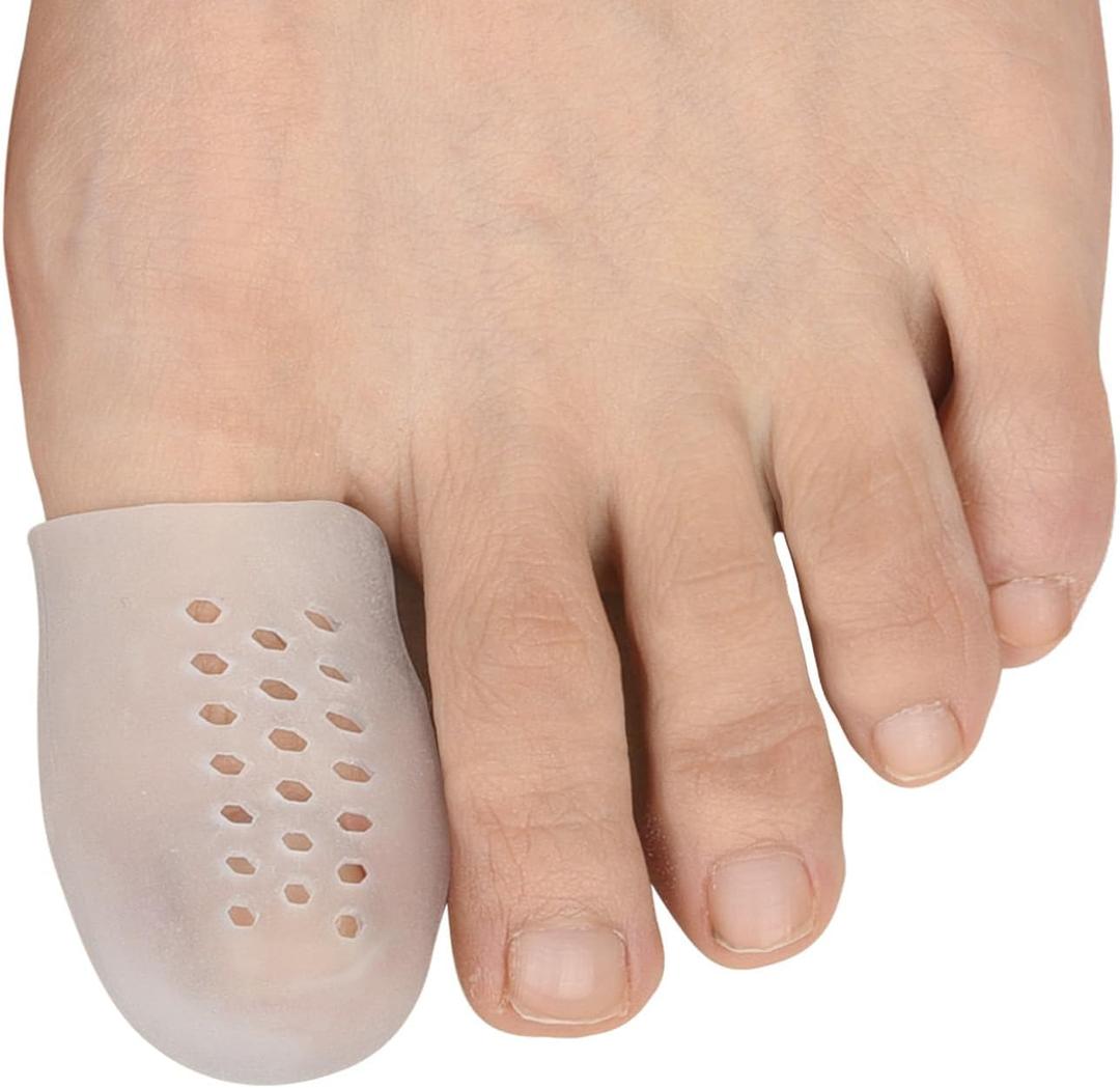 Hoogoo Big Toe Cap 10 Pcs, Breathable Toe Protector Toe Cover Sleeves with Holes, Provides Relief from Corns, Blisters,Reduce Friction(Transparent) (Translucent)