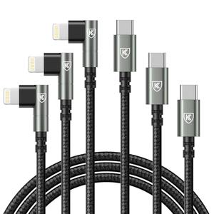 90 Degree iPhone Charger 6FT [Apple MFi Certified] 3Pack USB C to Lightning Cable Fast Charging Cord 6Feet Nylon Braided USB Type C to Lightning Cable for iPhone 14/13/12/11/Pro/Max/Plus/8/7/6/5S/iPad