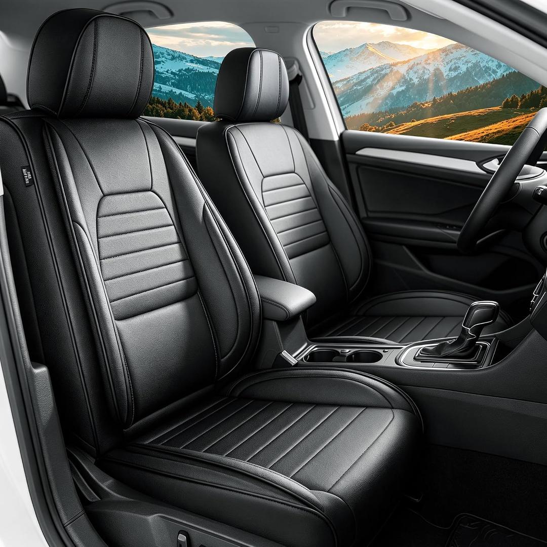 Leather Car Seat Covers Fit for Honda Civic 2003-2026 Full Set Black