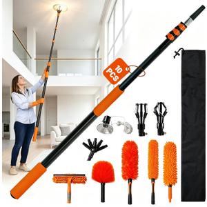 Light Bulb Changer for High Ceilings, 12FT Pole 20FT Reach, 10-Piece Kit-Orange