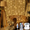 Meonum Curtain Tapestry Backdrop String Lights, Each 13 Strings 6.6 x 5 ft Tapestry Fairy String Light, 8 Modes Window Wall Hanging Light Strings for Bedroom Christmas Curtain Decor(2 Pack)