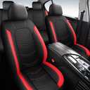 HChengkikz Car Seat Covers Full Set,Leather Seat Covers,Breathable and Sporty Car Seat Cover,Universal Fit Anti-Slip Seat Covers for SUV Cars Sedan and Truck(Full Seat,Black+Red,N2)