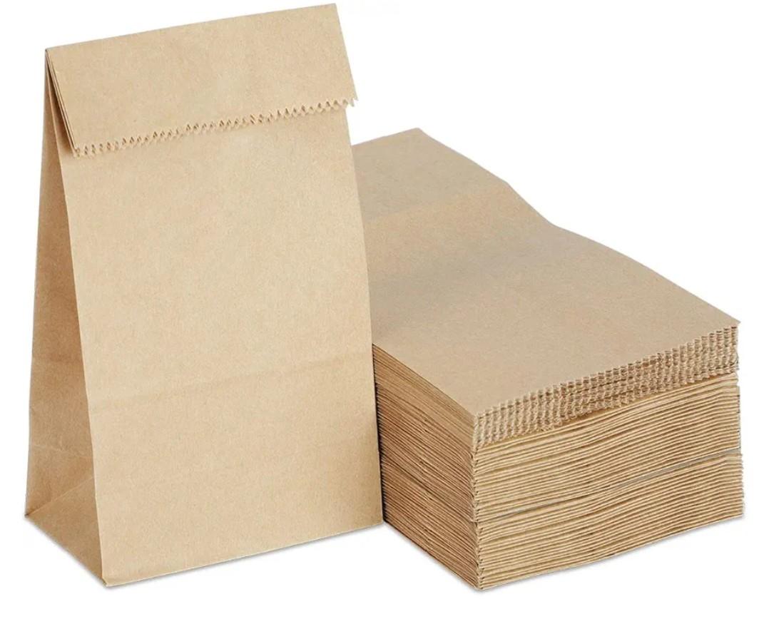 Kslong 100PCS Small Brown Paper Bags, Mini Paper Treat Bags l LB, Kraft Paper Cookie Sandwich Bags Bulk for Candy, Snack, Popcorn, Lunch, Party Favor, Thank You Gift Packaging 3.5x2.2x6.7 Inch