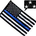 US Flag Factory 3x5 FT American Thin Blue Line Flag (Embroidered Stars, Sewn Stripes) for Police Officers - Blue Lives Matter Flag - 100% Made in America - Outdoor SolarMax Nylon