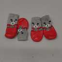 Dog Socks Boots Shoes for Cats - Non-Slip Soles, Adjustable Paw Socks - Fit for Indoor/Outdoor Use (Large, Red)