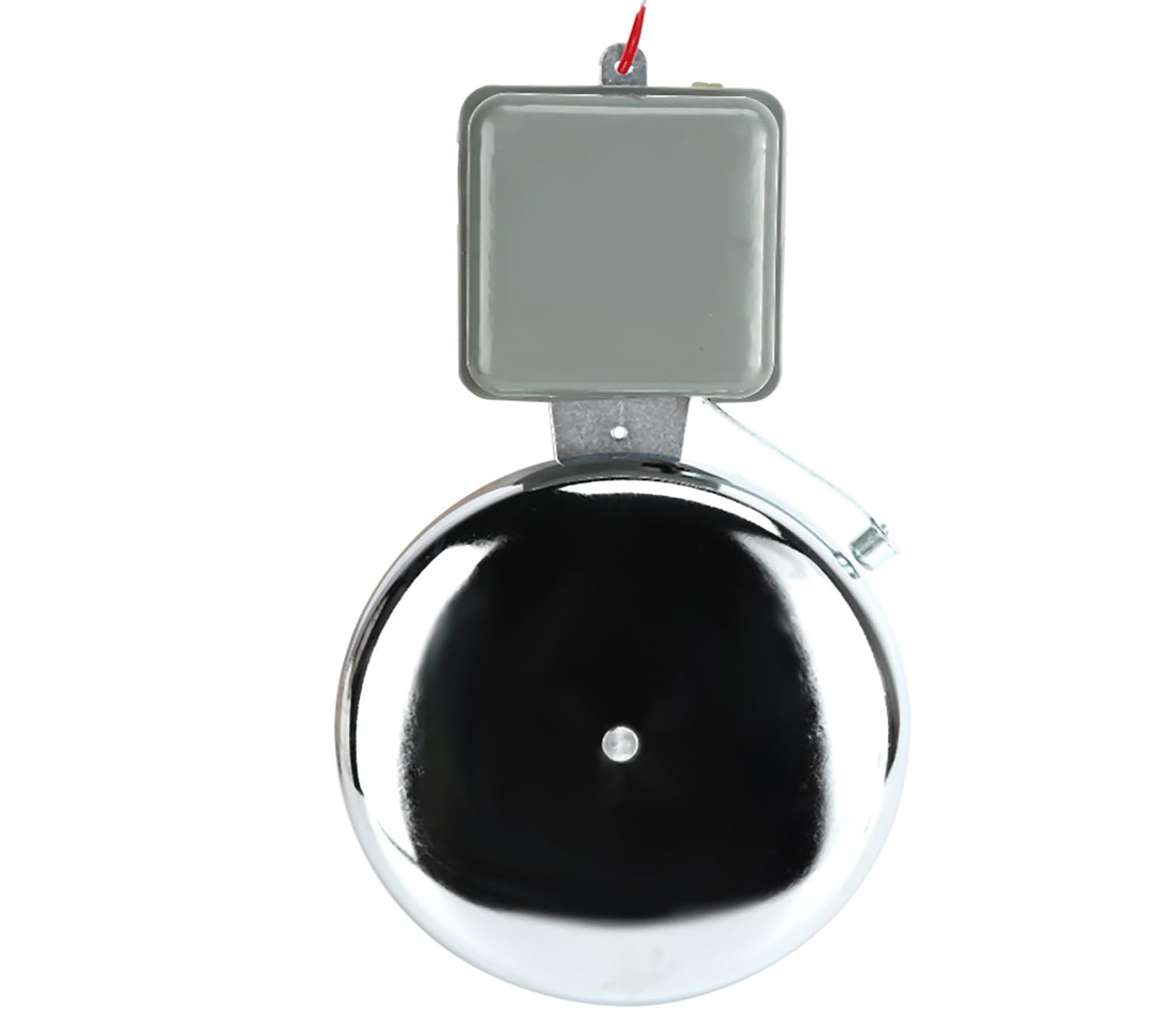 8 Inch 110V Electric Bell, Stainless Steel Wired Signal Bell with Copper Coil, Loud Ring Time Bell for School Factory Warehouse Office Public Notice Use