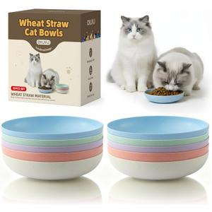 10 Pack Cat Bowls, Whisker Friendly Kitten Dishes, Durable Wheat Straw Cat Food Bowls for Indoor Outdoor Cats