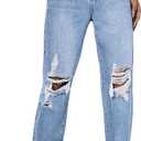 Floerns Women's Ripped Y2K Stretchy Straight Leg Denim Pants with Pocket (Medium)