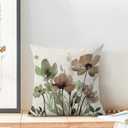 Floral Pillow Covers 18x18 Set of 2, Brown Green Chinoiserie Flower Leaves Outdoor Throw Pillows Spring Summer Farmhouse Cushion Case Decorations for Home Couch