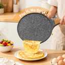 YASHE 10-Inch Crepe Pan Nonstick with Wooden Spreader, Granite Pancake Pan Tortilla Dosa Tawa, Flat Griddle Pan for Induction Cooktop, PFOA Free & Easy to Clean, Wood Grain Handle