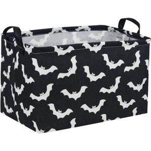 Essme Rectangular Kids Basket,Bat Storage Basket with Handles for Room Decor, Halloween Baskets,Toy Box,Car Storage BinBat