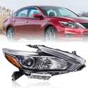 Halogen Headlights Compatible with 2016 2017 2018 Nissan Altima Headlamp w/o LED DRL Black Housing Headlight（Right Passenger Side