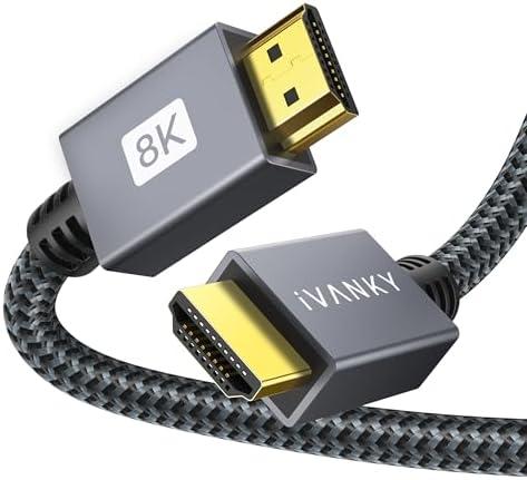 IVANKY 10K 8K HDMI Cable 10 ft, 48Gbps HDMI 2.1 Cable 10ft Ultra High Speed, 8K@60Hz, 4K@120Hz, HDR/eARC/HDCP 2.2&2.3, Braided HDMI Cord 10ft Compatible for Roku TV/PS5/Xbox/Laptop/Monitor/PC/Switch