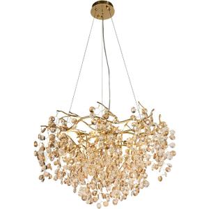 Crystal Gold Chandelier Modern Round Ceiling Pendant Light Fixture Tree Branch Chandeliers for Living Room Dining Room Kitchen Bedroom Hotel