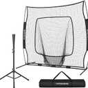 VIVOHOME Baseball Softball Batting Net - 7x7 Ft Baseball Backstop, Softball Practice Net for Hitting, Pitching, Throwing with Batting Tee and Carry Bag
