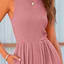 PRETTYGARDEN Womens Summer Jumpsuits Dressy Casual One Piece Outfits Sleeveless Mock Neck Wide Leg Pants Rompers with Pockets (Pink, S)