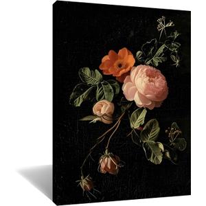 Vintage Flower Canvas Wall Art Nature Colorful Floral for Bedroom Wall Decor Retro Wildflower Painting Poster Modern Home Artwork Living Room Farmhouse Wooden Framed Ready to Hang [18''Wx24''H]