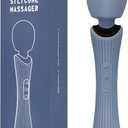 Handheld Personal Wand Massager, 12 Vibration Modes 3 Speeds, 360Flexible Neck, IPX7 Waterproof, Cordless USB Rechargeable Massager for Neck Shoulder Back Deep Tissue Relief, Rose Blue