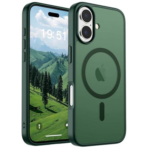 SUPFINE Magnetic for iPhone 17 Case (Compatible with MagSafe)(Military Grade Drop Protection) Translucent Matte Shockproof with Anti-Fingerprint Phone Cover 2025,Forest Green