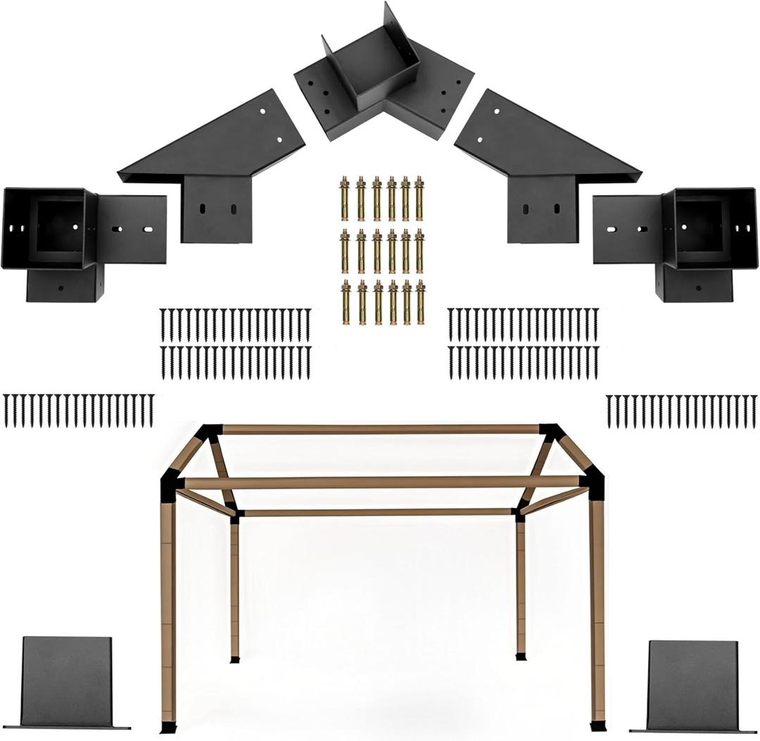 30 Slanted Pergola Whole-Set Kit for 4"x 4" Wood Pergola, Easy to Install, Weather - Resistant Bracket Kit for Carports, Gardens & More (14 Pcs)