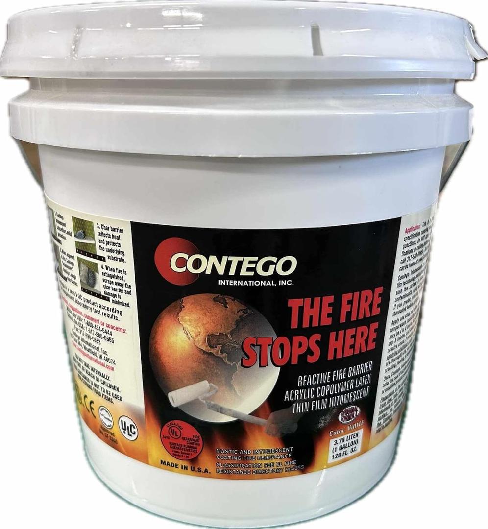 Original Formula Intumescent Fire Resistant Coating (1 gallon) for Homes, Garages, Nurseries, Bedrooms & Kitchens. No VOCs. Restricts Fire Movement, Reduces Smoke